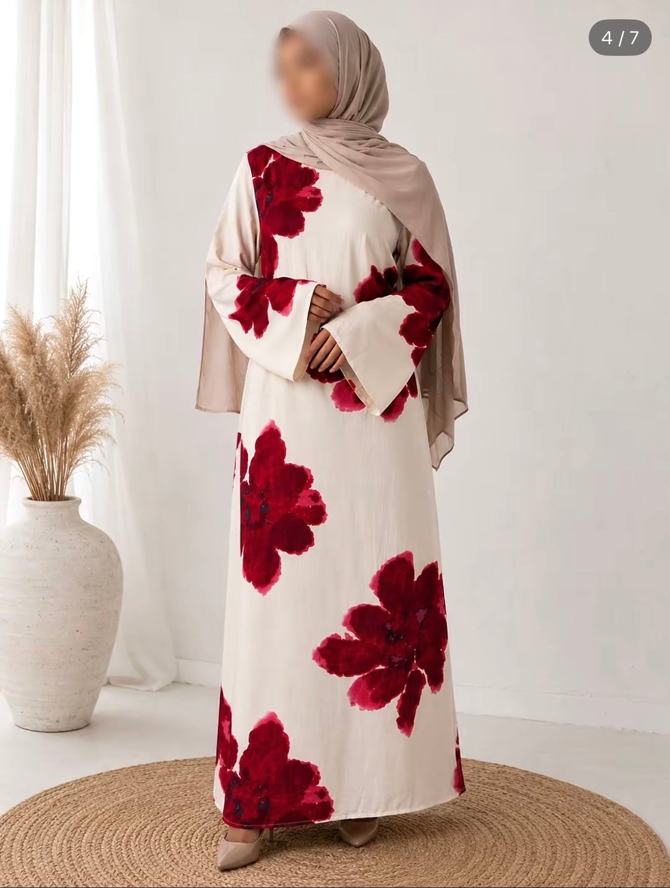 Bloom Dress - White with Red Flowers, Casual Womenswear, Elegant Floral Design, Perfect for Everyday Wear