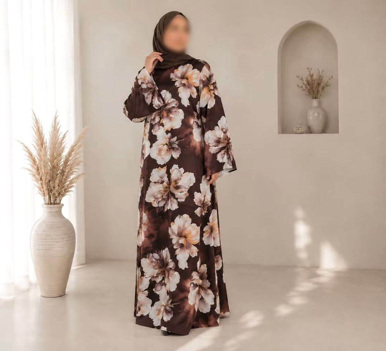 Bloom Dress - Brown, Casual Womenswear, Elegant Floral Design, Perfect for Everyday Wear