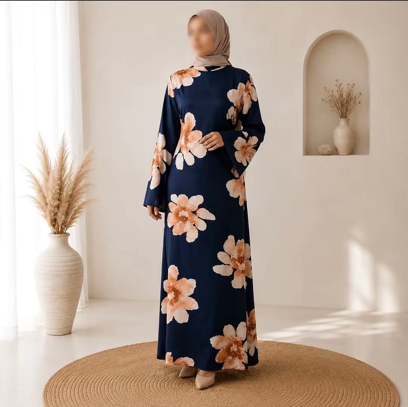 Bloom Dress - Navy blue, Casual Womenswear, Elegant Floral Design, Perfect for Everyday Wear